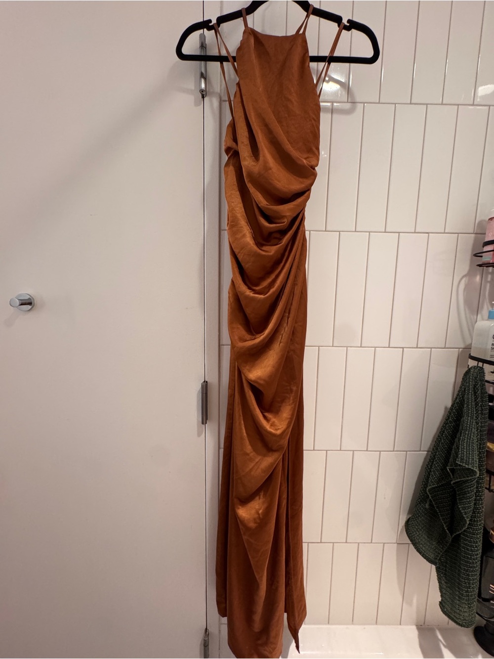 Lulu's Rust Brown Draped Satin Wedding Dress